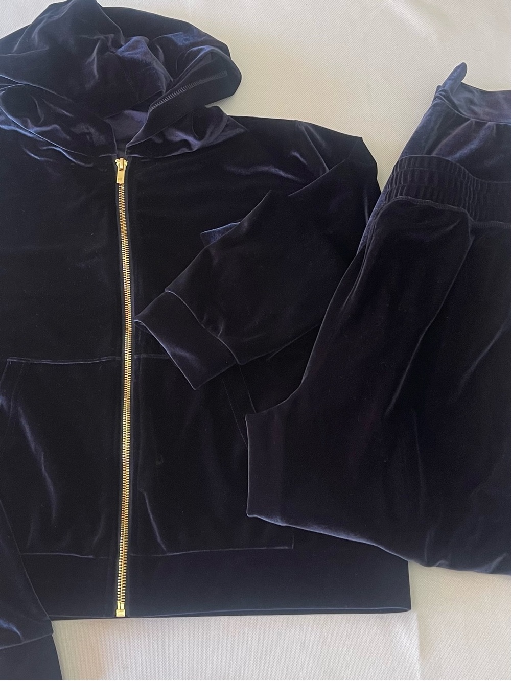 Women’s Fabletics Velvet Hoodie Jacket Sz L bottoms Sz M set-
